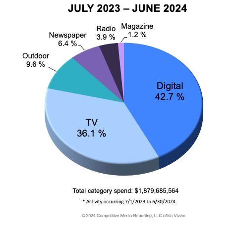 Ad spend via pie chart June 2023 - June 2024
